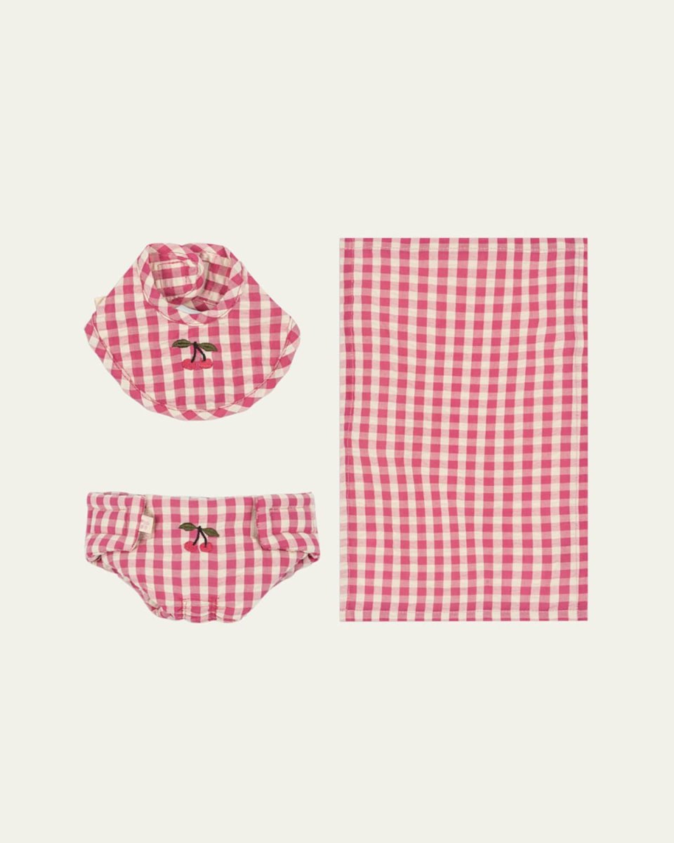 Gingham-Print Doll 3-Piece Set